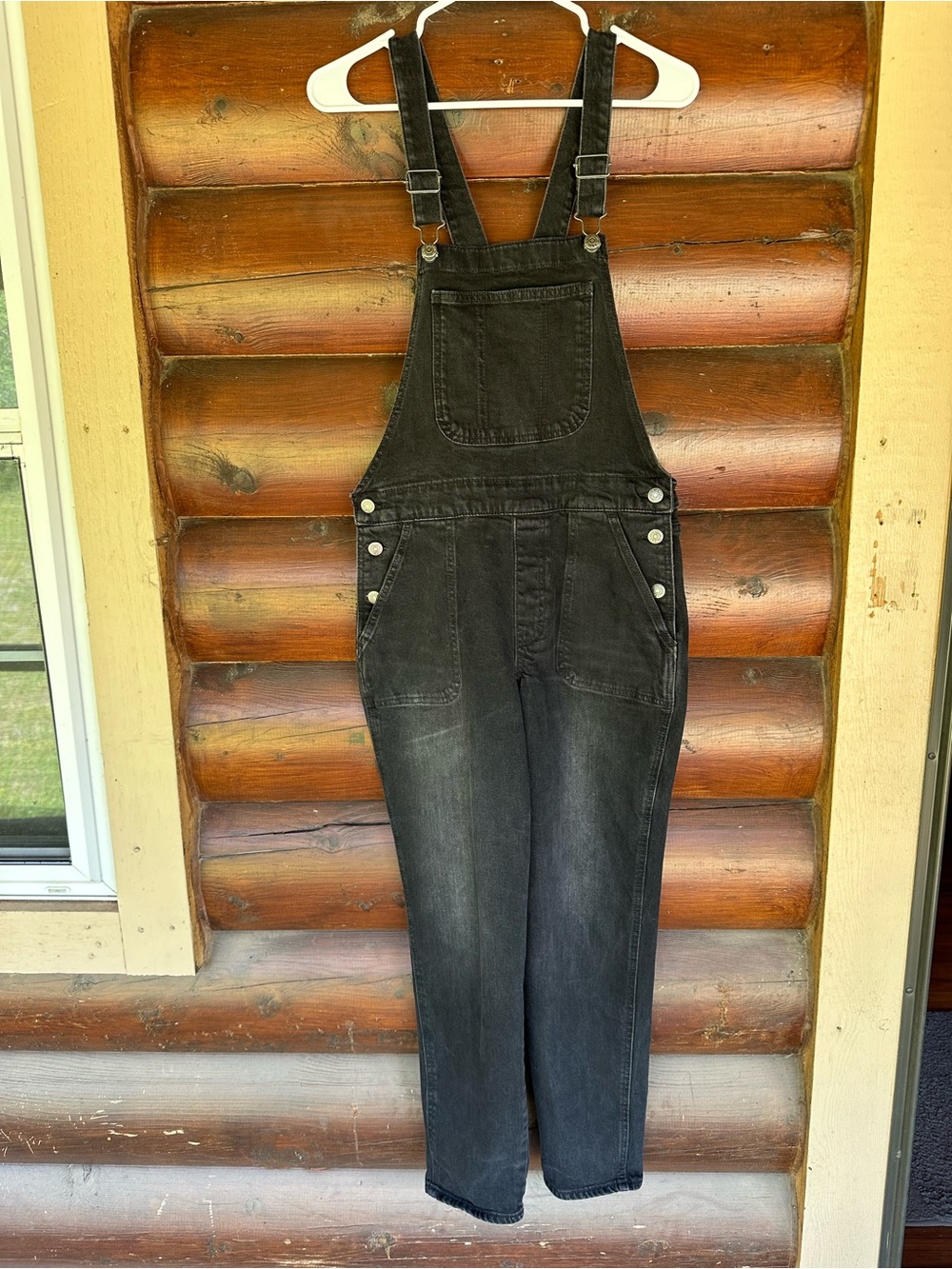 Old Navy Black Denim Overalls with Bib Pocket